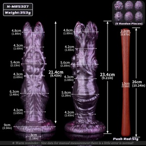 N-MR5307 Flower-shaped Egg-Laying <b>Dildo</b> for Anal Vagina Training Silicone Fantasy Ovipositor <b>Dildo</b> with 6 Eggs for Manual Push - Product Image 6