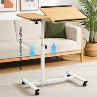 Table de chevet réglable en hauteur avec plateau rotatif, bureau mobile pour ordinateur portable, table d'appoint roulante pour canapé, roues verrouillables pour le bureau