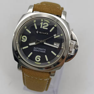 High Quality NH35 Men's SEILOCE Brand Mechanical Wristwatches 5BAR Water-Resistant Business Style <b>Leather</b> and Rubber Band - Product Image 6