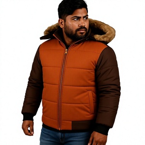 Best Selling Windproof Lightweight Winter Hooded <b>Fleece</b> <b>Lined</b> Unisex Warm Puffer <b>Jacket</b> High Quality Quilted Padded Bubble 220g - Product Image 1