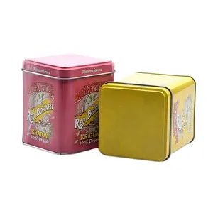 Custom Designs Small Square Metal Loose Leaf Tea Tin Box Packaging Coffee Bean Tin Container