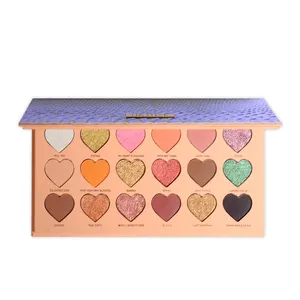 Ins hot selling individual holiday gift present beautiful cardboard box low MOQ private label heart shape eyeshadow palette oem