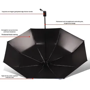 Sombrilla Plegable Automática Casual 8k con Protección Solar Triple, Sombrilla Publicitaria con Logotipo, Protección UV, Goma Negra, Venta al por Mayor - Product Image 2