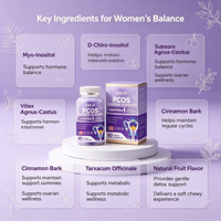 Gummies Équilibre Hormonal pour Femmes Atteintes de SOPK avec Myo-Inositol, Vitamine D3 et Extrait de Palmier Nain pour le Soutien Immunitaire, du Cycle et du Métabolisme