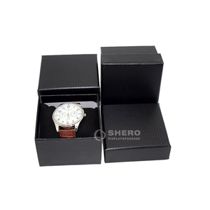Eco Friendly Black Rigid Paper Watch Box Disposable Cardboard Wristwatch Gift Package Custom Logo Wholesale - Product Image 2