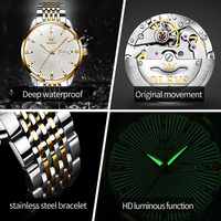 Montre mécanique automatique OLEVS 6653 pour homme, design volant, étanche en profondeur, bracelet en acier inoxydable, verre saphir.