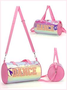 Hologramlar Pvc seyahat silindir çanta toptan özel Logo dans spor salonu spor OEM moda Unisex silindir çanta altın fermuar mektup ile - Product Image 4