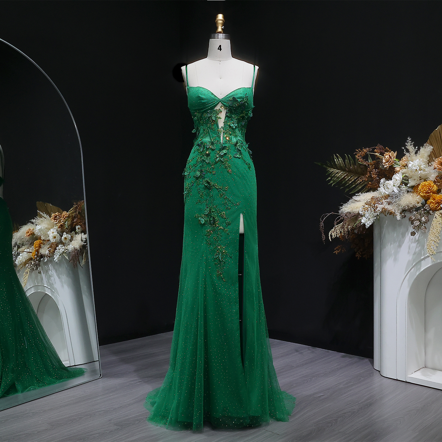 green emerald velvet dress Primavera Couture 4116 - Butterfly Moti Prom Dress 16 / Black