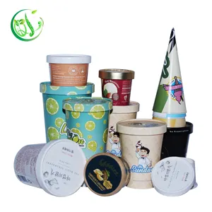 Impresión personalizada helado taza de yogur congelado taza de helado taza de yogur con tapas
