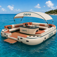 Île de fête gonflable OEM avec auvent et sièges canapé personnalisables (couleur et logo) pour la location en piscine, lac et plage