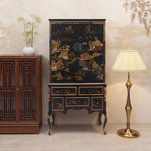Gabinete de madera maciza Retro clásico chino laca pintada a mano para comedor estante de vino decorativo Vintage para muebles para el hogar - Product Image 1