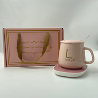 Tasse chauffante électrique intelligente USB en céramique avec sous-verre thermostatique pour bureau et maison, idéale pour l'eau et le café – Coffret cadeau