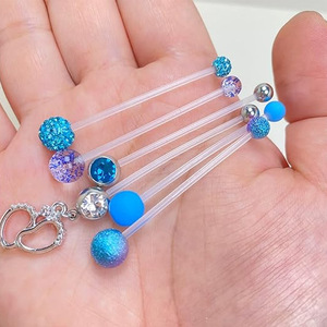 Lot de 6 perles de nombril en acrylique souple, boule en argile souple, double perçage, bijoux de <span class=keywords><strong>piercing</strong></span> UV pour usage quotidien - Product Image 2