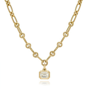 Collier en moissanite émeraude 2 carats VVS, style East West, en argent sterling 925 plaqué or 18 carats, bijoux vintage pour femmes - Product Image 2