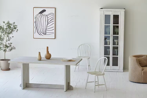 Ensemble de table à manger 6 places de Style japonais classique pin recyclé en bois massif clair avec de l'acier pour la maison Villa et l'hôtel - Product Image 4