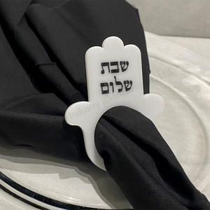 हैमसा हाथ का सजावट शलम नैपकिन धारक शेब्बैट टेबल डेकोर एक्रिलिक नैपकिन रिंग - Product Image 5