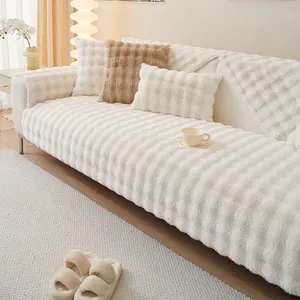 Высококачественный стеганый мягкий и удобный чехол для дивана из искусственного меха кролика из 100% полиэстера для домашнего декора