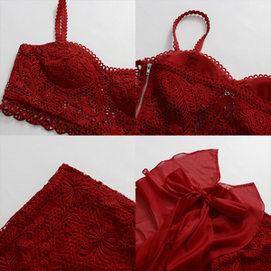 <span class=keywords><strong>Ensemble</strong></span> long élégant deux pièces en dentelle <span class=keywords><strong>pour</strong></span> femme, comprenant un <span class=keywords><strong>bustier</strong></span> court à fines bretelles <span class=keywords><strong>et</strong></span> une <span class=keywords><strong>jupe</strong></span> <span class=keywords><strong>longue</strong></span> portefeuille avec volants en mousseline – Vente en gros - Product Image 3