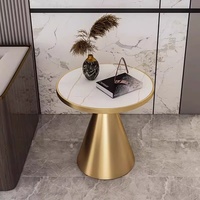 Table basse moderne minimaliste de luxe léger en métal et dalle de roche pour salon, maison, hôtel (nécessite assemblage)