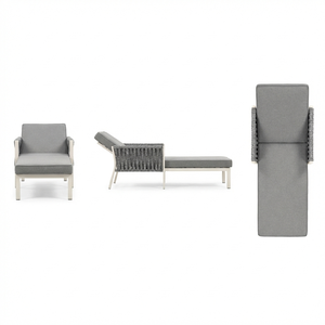 Tumbona Moderna de Ratán con Estructura de Acero y Cojín Ajustable, Silla Reclinable para Playa, Jardín, Sala de Estar y Piscina - Product Image 4