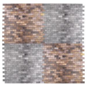 Impermeável 3D Wall Decor Metal Retângulo Retro Art Cozinha Backsplash Mosaico <span class=keywords><strong>Tile</strong></span> Casca e Vara - Product Image 1