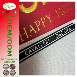 Etiquetas personalizables de poliéster exquisito con transferencia térmica, etiquetas rectangulares para prendas, bolsas y logotipos. - Product Image 1