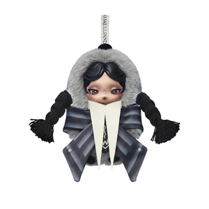 Porte-clés original authentique de poupée en peluche Popmart FROZEN wednesday (version d'uniforme scolaire Nevermore Academy) - Product Image 1