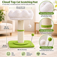 Arbre à chat nuageux avec lit rembourré en peluche, griffoir en sisal et deux jouets à billes, couleurs et tailles personnalisables OEM ODM