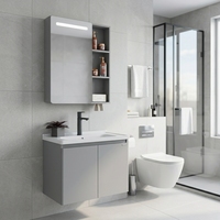 Miroir Mural LED Moderne en Céramique avec Cadre, Grande Capacité de Rangement, en Acier Inoxydable, pour Salle de Bain d'Hôtel ou Villa - Vente Flash