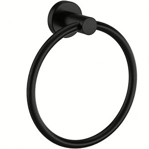Porte-serviettes mural rond intelligent en acier inoxydable noir pour salle de bain - Product Image 2