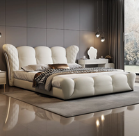 Lit double moderne de 1,8 m pour chambre principale, nouveau lit haut de gamme avec rangement intégré et ambiance élégante