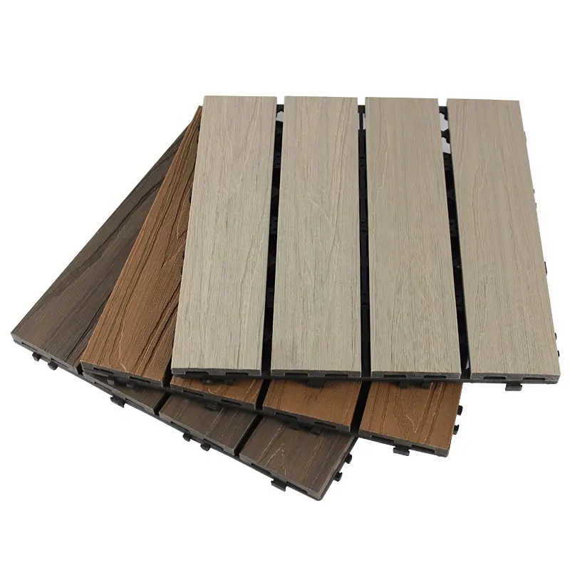 WPC Composite Board Garden Floor Boards Interlocking Wood Effect Terrace Tiles Flooring DIY Splicing Balcony Floor