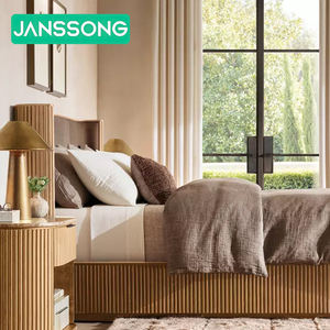 Luxury Solid <b>Wood</b> Platform Bed Set Full Size Modern Bedroom Furniture for Villa Hotel Apartment - Product Image 1