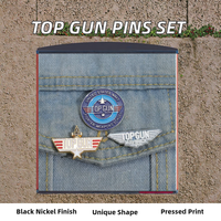 Ensemble de badges Air Top Gun en métal, fabrication directe d'usine, épingles de col élégantes pour les fans classiques de l'aviation, placage nickel noir, moulage