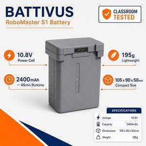 Baterai Pengganti untuk DJI RoboMaster S1, 10.8V 2400mAh Li-ion, Paket Ringan 195g, Suku Cadang Robotika Kelas STEM - Product Image 5
