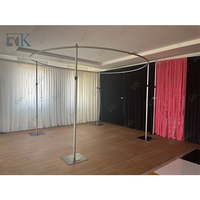 Kit de tréteaux et rideaux réglables robustes pour mariage avec barre transversale en aluminium (2-16 pieds) finition argentée, rideau en velours pour salons professionnels