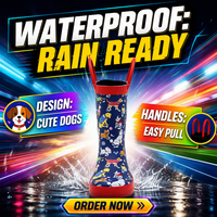 Bottes de pluie durables en caoutchouc naturel pour enfants, imperméables, avec poignée portable, chaussures d'extérieur pour enfants, motif chien amusant, personnalisation possible