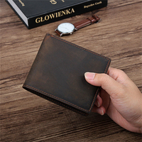 Dompet Kartu Kulit Vintage Buatan Tangan yang Dipersonalisasi Dompet Pria Lipat Dua Kulit Asli Mewah
