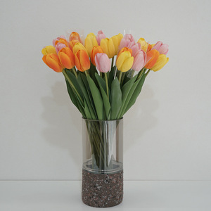 A-1650 alta qualità reale tocco <span class=keywords><strong>giallo</strong></span> bianco <span class=keywords><strong>tulipano</strong></span> fiori di nozze decorazione artificiale in finta seta tulipani fiore - Product Image 5