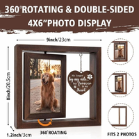 Cadeaux commémoratifs pour la perte d'un chien - Cadre photo rotatif en bois pour photo 4x6 - Cadeaux commémoratifs pour animaux de compagnie