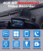 Caméra de recul pour camions, DVR de véhicule, 4 canaux, MDVR mobile, 4G, mini GPS, traceur de véhicule, voiture, camion, bus, surveillance à distance, système MDVR