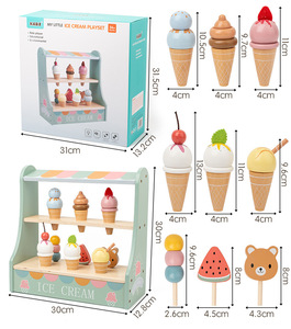 Set da tè pomeridiano per ragazza simulazione educativa gelateria Montessori ruolo fingere gioco <span class=keywords><strong>cucina</strong></span> cibo in legno giocattoli per bambini - Product Image 6