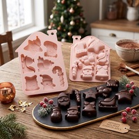Moule à gâteau en silicone de Noël, motifs Père Noël, Bonhomme de neige, Étoile, Chaussette, Cloche, Canne à sucre, qualité alimentaire, résistant au four, pour chocolat, gelée, glaçons, pâtisserie DIY