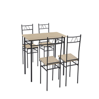 Offre Spéciale : Ensemble Table Moderne en MDF+PVC avec Piétement Métallique pour 4 Chaises – Mobilier de Salle à Manger DS-025