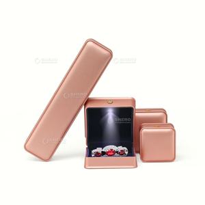 Luxury Led Light Pu <b>Leather</b> <b>Jewelry</b> <b>Box</b> Red Velvet Packaging <b>Box</b> Factory Custom Ring Necklace Bracelet <b>Jewelry</b> <b>Box</b> With Logo - Product Image 3