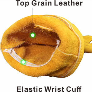 Venta al por mayor Guantes de trabajo de cuero de vaca Guantes de cuero de alta resistencia para conducir Hombre Guantes de seguridad para la construcción Cuero - Product Image 2