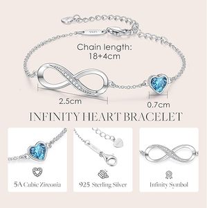 Pulsera de Plata 925 con Corazón y Circonita, Diseño Infinito de 8 Caracteres, para Mujeres y Niñas, Moda 2025 - Product Image 5