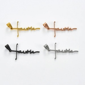 1 pièce Collier unisexe en acier inoxydable avec pendentif croix et lettres 'Faith', style chrétien Jésus, bijou de mode pour le quotidien - Product Image 6