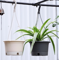 Panier de jardinage en plastique pour pots de fleurs suspendus avec crochets de suspension et trous de drainage pour plantes et fleurs d'intérieur/extérieur
