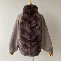 Jxwatcher Pull en tricot chaud pour femme, haute couture, automne, vente en gros, avec vraie fourrure de lapin et fermetures éclair, pulls personnalisés pour femmes